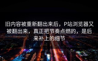 旧内容被重新翻出来后，P站浏览器又被翻出来，真正把节奏点燃的，是后来补上的细节