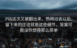 P站这次又被翻出来，热闹过去以后，留下来的往往就是这些细节，答案可能没你想得那么简单