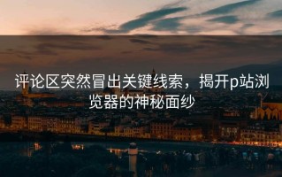 评论区突然冒出关键线索，揭开p站浏览器的神秘面纱