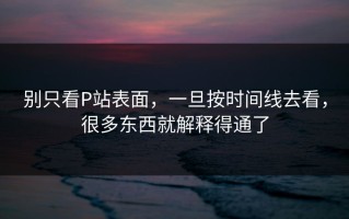 别只看P站表面，一旦按时间线去看，很多东西就解释得通了