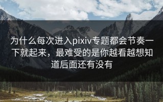 为什么每次进入pixiv专题都会节奏一下就起来，最难受的是你越看越想知道后面还有没有