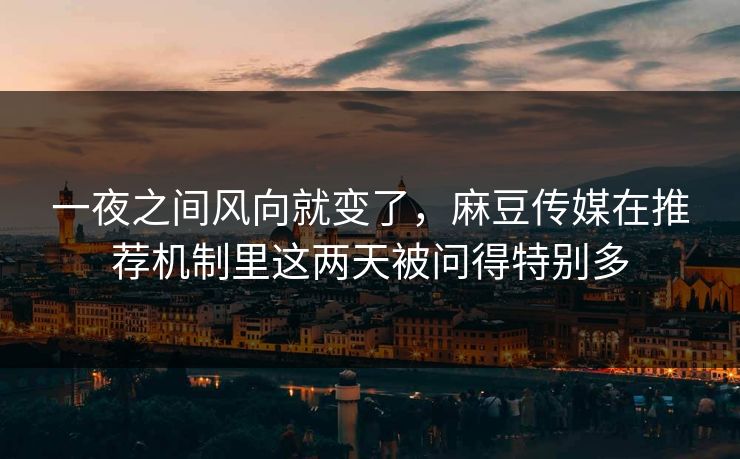 一夜之间风向就变了，麻豆传媒在推荐机制里这两天被问得特别多-第1张图片-p站短视频 - p站助手精选网