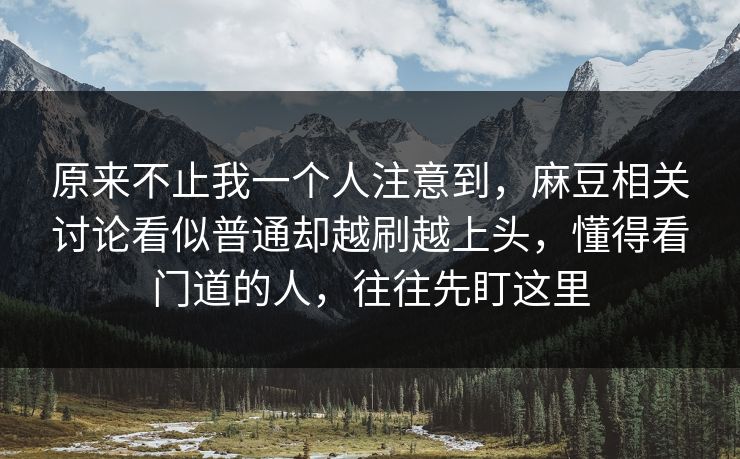 原来不止我一个人注意到，麻豆相关讨论看似普通却越刷越上头，懂得看门道的人，往往先盯这里-第1张图片-p站短视频 - p站助手精选网