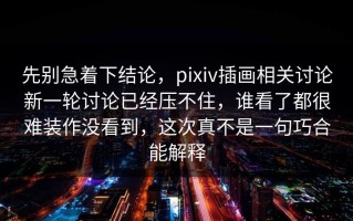 先别急着下结论，pixiv插画相关讨论新一轮讨论已经压不住，谁看了都很难装作没看到，这次真不是一句巧合能解释