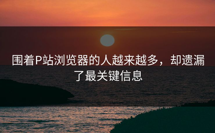 围着P站浏览器的人越来越多,却遗漏了最关键信息-第1张图片-p站短视频 - p站助手精选网 围着P站浏览器的人越来越多,却遗漏了最关键信息-第1张图片-p站短视频 - p站助手精选网