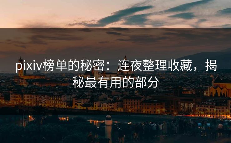 pixiv榜单的秘密:连夜整理收藏,揭秘最有用的部分-第1张图片-p站短视频 - p站助手精选网 pixiv榜单的秘密:连夜整理收藏,揭秘最有用的部分-第1张图片-p站短视频 - p站助手精选网